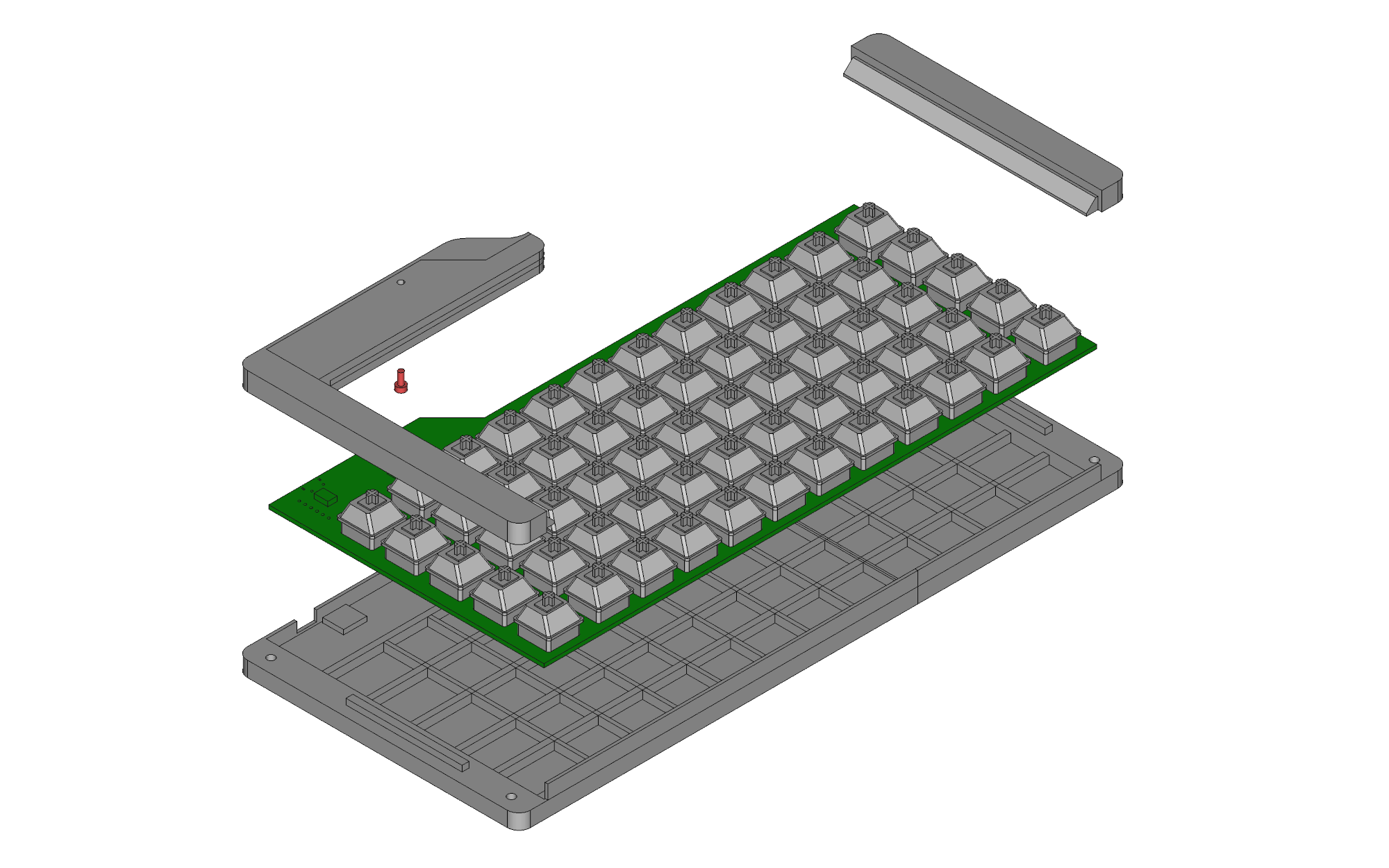 Exploded view of case design in FreeCAD